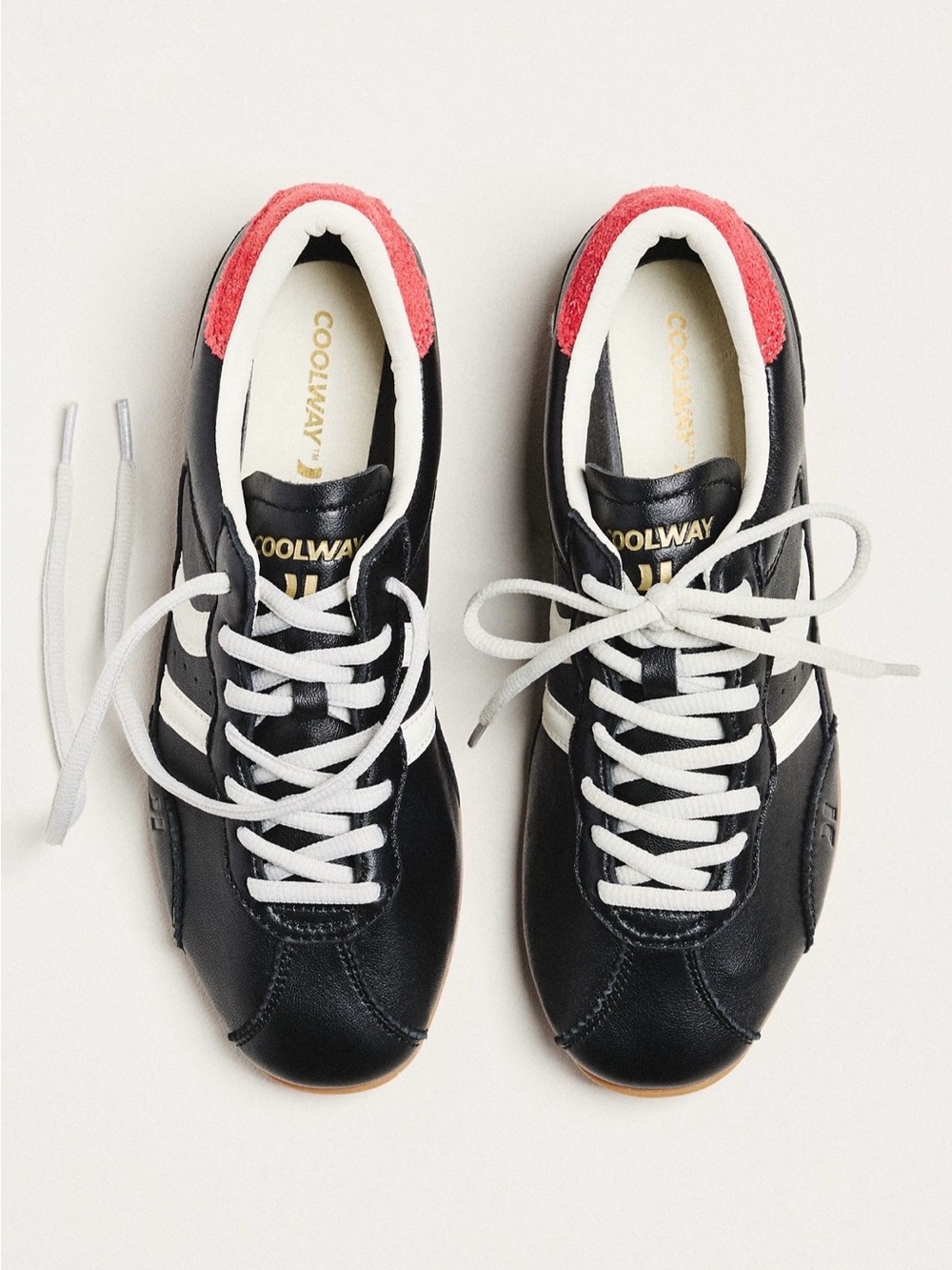 Anthropologie Coolway Black & White Retro Sneakers with Pink Heel - 39